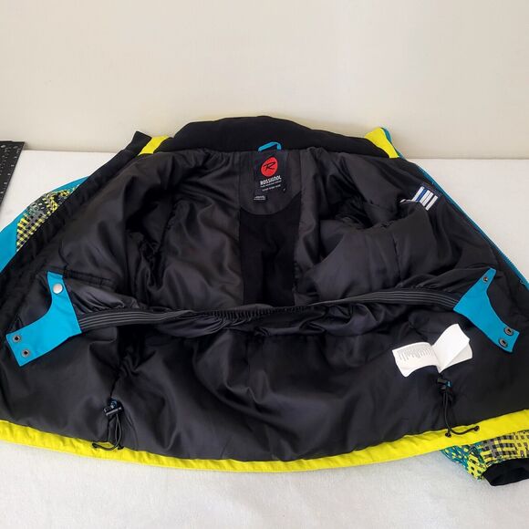 Rossignol Ski Jacket Unisex YOUTH Size 10 Neon Yellow Blue Apres Ski Vail Alps - Picture 6 of 10